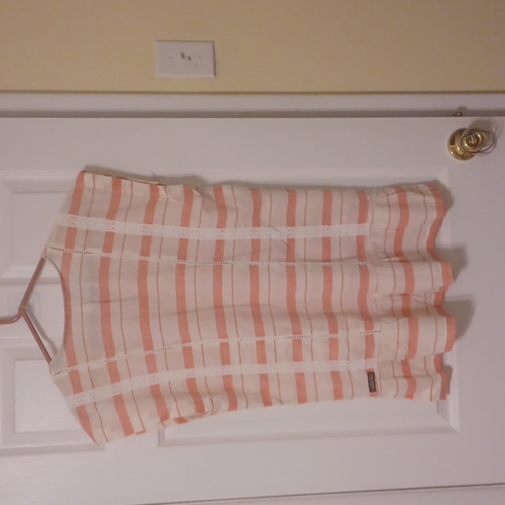 Matilda Jane sz S, Peachy Pink & Cream Horizontal Stripe Tunic with Tie Front - Picture 7 of 10